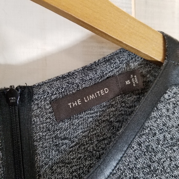 The Limited Gray Knit Dress Faux Leather Trim XS - Picture 4 of 4